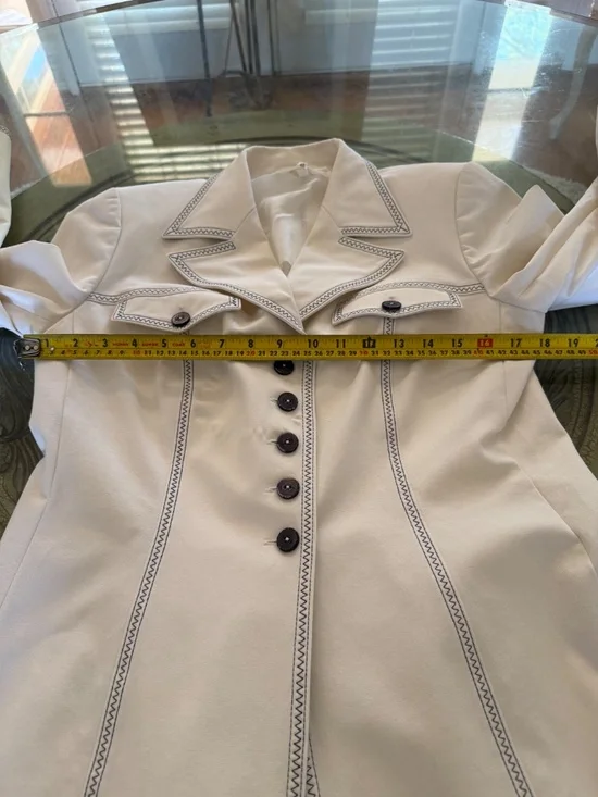 Escada Vtg Womens Suit EU 40 Cream Contrast Stitch Blazer Pants Quiet Luxury - Picture 6 of 16